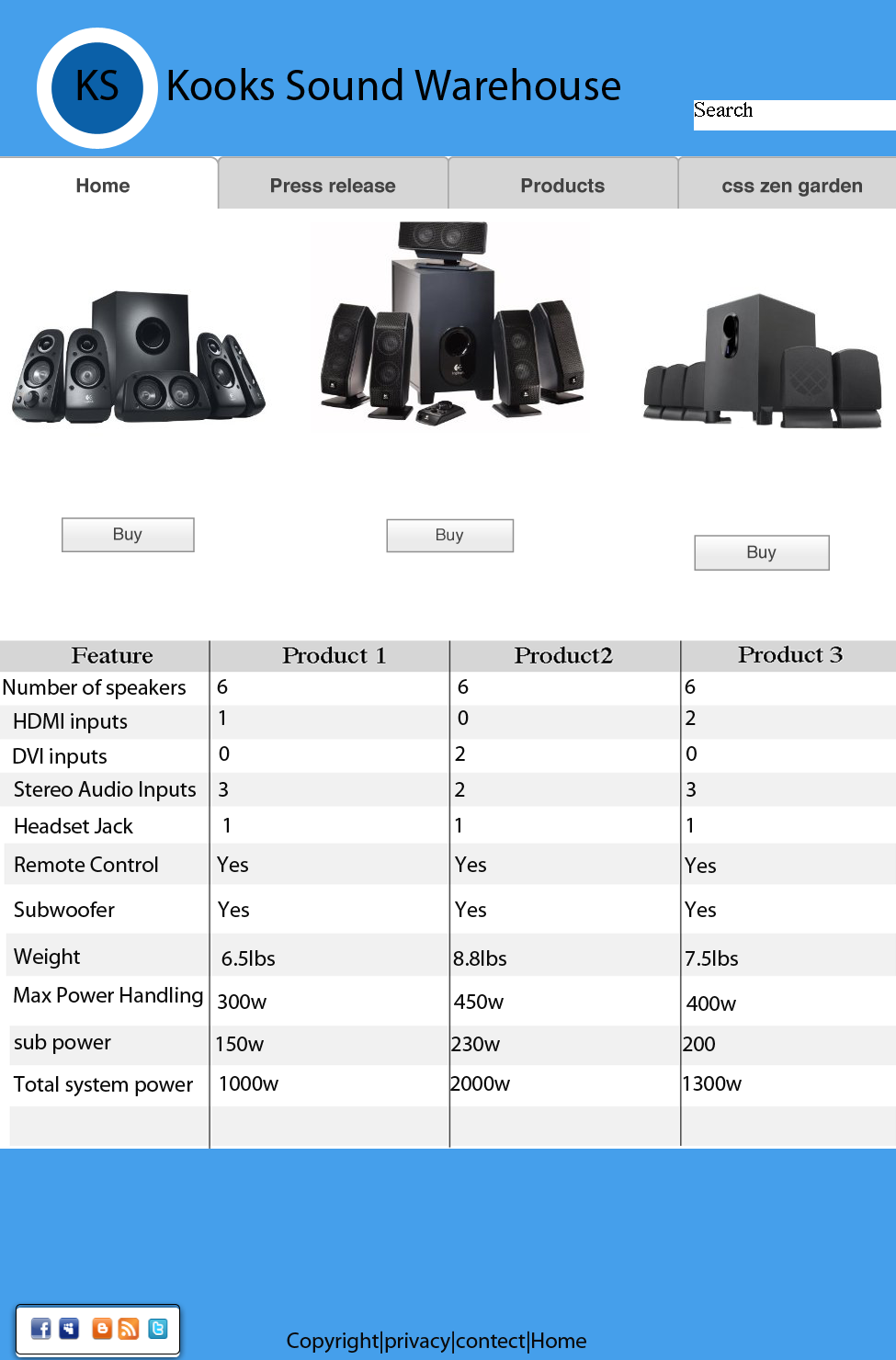 first mock up design for my compare site
