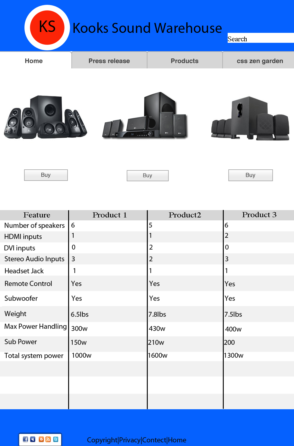second mock up design for my compare site
